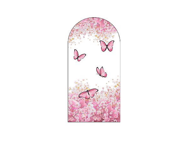 Painel Romano Veste Fácil 1,00x2,00 - Borboletas Rosa Floral 035