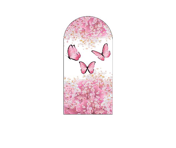 Painel Romano Veste Fácil 1,00x2,00 - Borboletas Floral Rosa Claro 036