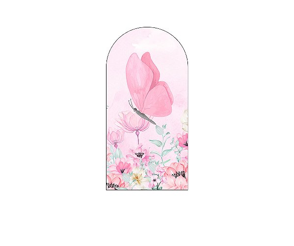 Painel Romano Veste Fácil 1,00x2,00 - Borboleta Rosa no Campo Floral 048