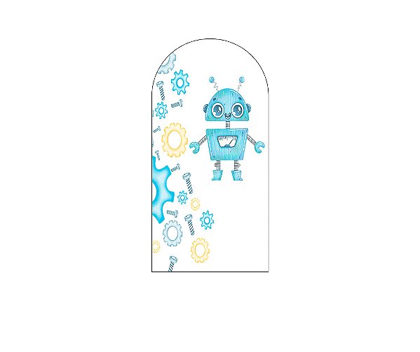 Painel Romano Veste Fácil 1,00x2,00 - Robô Cute Azul e Cinza 013
