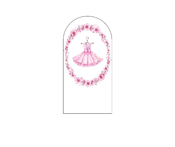 Painel Romano Veste Fácil 1,00x2,00 - Bailarina Tutu Rosa Floral 031