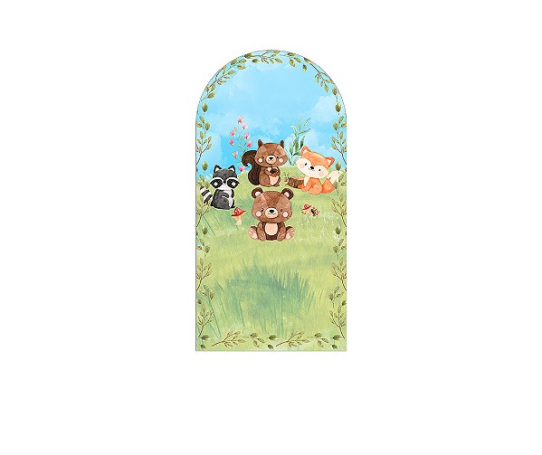 Painel Romano Veste Fácil 1,00x2,00 - Bosque Animais Aquarela 013