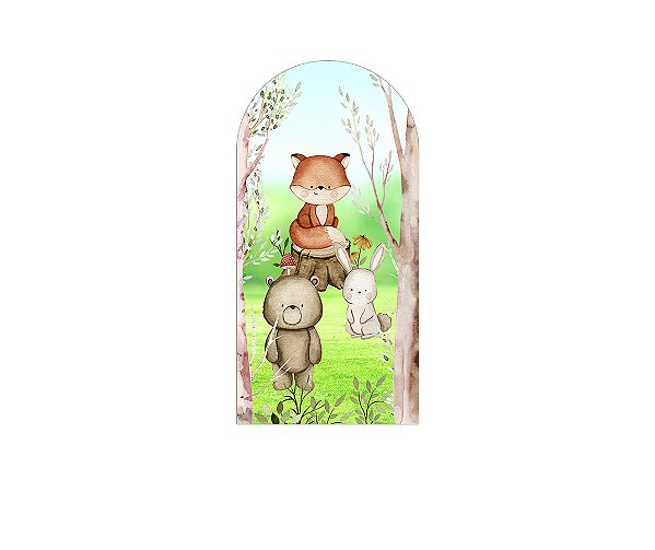 Painel Romano Veste Fácil 1,00x2,00 - Bosque dos Animais Aquarela 017
