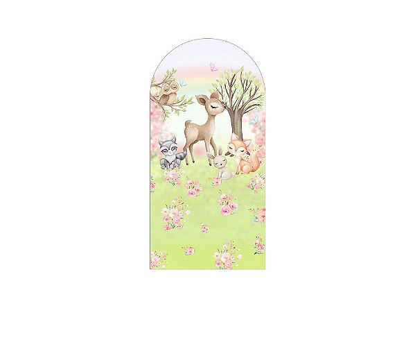 Painel Romano Veste Fácil 1,00x2,00 - Bosque Rosa Cute 019