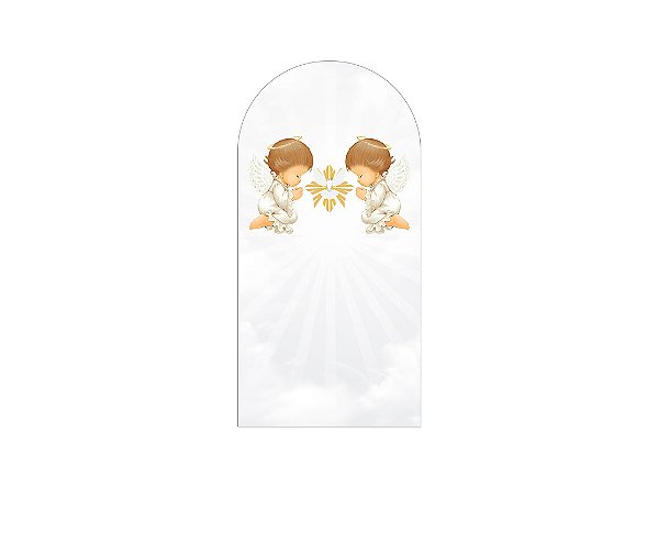 Painel Romano Veste Fácil 1,00x2,00 - Batizado Anjinhos Cinza 029