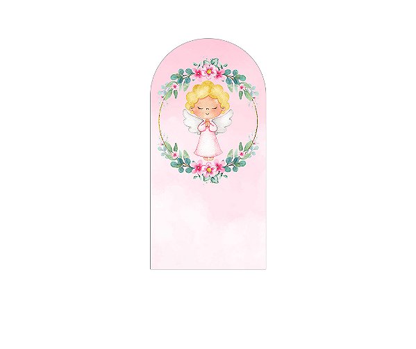 Painel Romano Veste Fácil 1,00x2,00 - Batizado Anjinha Rosa Aquarela 032