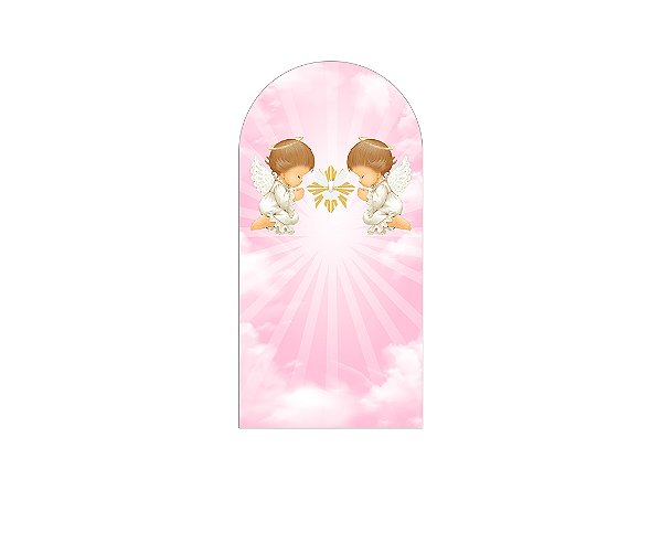 Painel Romano Veste Fácil 1,00x2,00 - Batizado Anjinhos Rosa 036