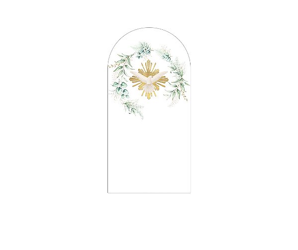 Painel Romano Veste Fácil 1,00x2,00 - Batizado Crisma Folhagens com Dourado 047