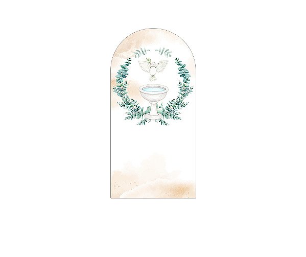 Painel Romano Veste Fácil 1,00x2,00 - Batizado Neutro Folhagens 052