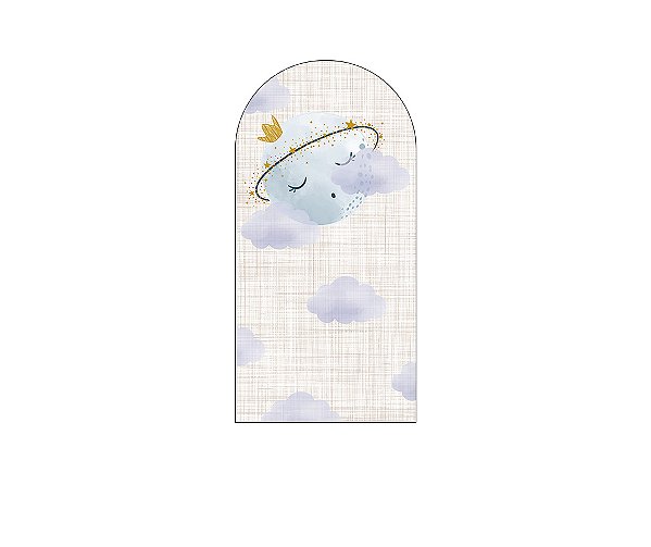 Painel Romano Veste Fácil 1,00x2,00 - Chá de Bebê Lua e Nuvens Cute 006