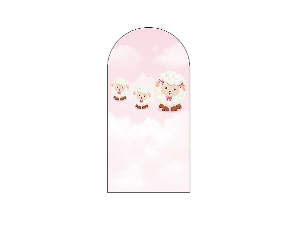 Painel Romano Veste Fácil 1,00x2,00 - Chá de Bebê Ovelinhas Céu Rosa 031