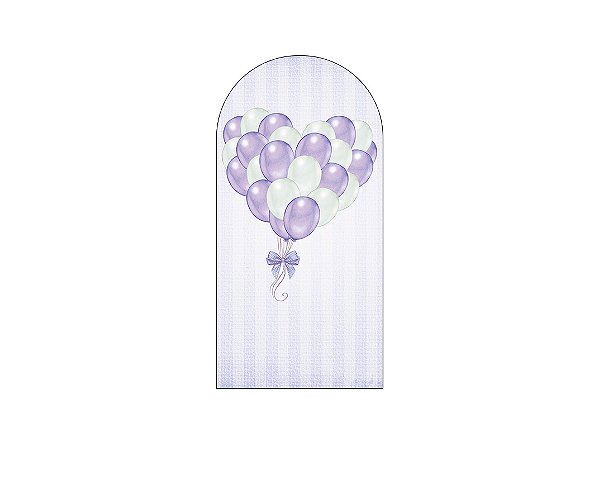 Painel Romano Veste Fácil 1,00x2,00 - Chá de Bebê Balões Lilás 038