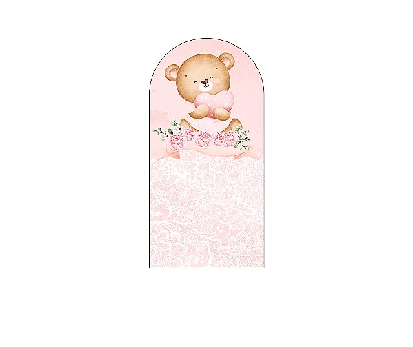 Painel Romano Veste Fácil 1,00x2,00 - Chá de Bebê Ursinho Florido Rosa 046