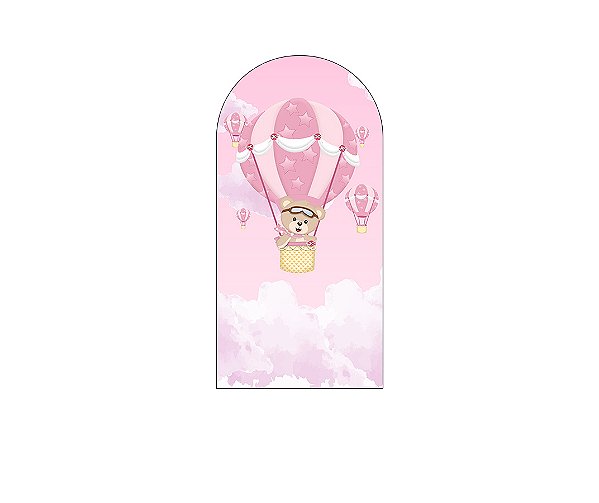 Painel Romano Veste Fácil 1,00x2,00 - Chá de Bebê Ursa Baloeira Rosa 058