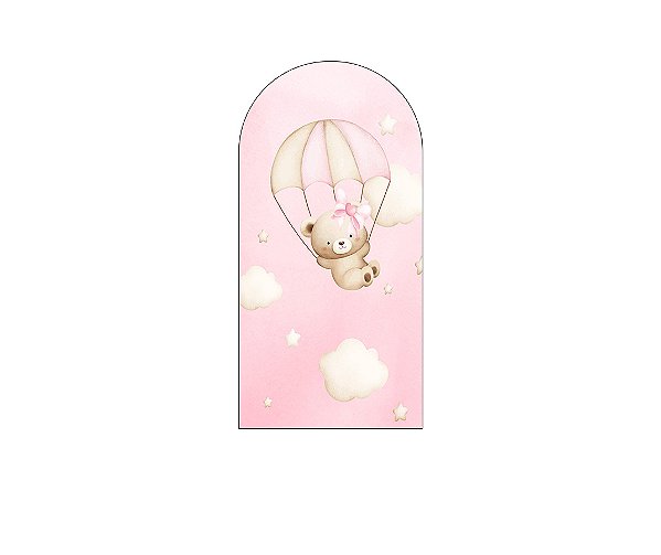 Painel Romano Veste Fácil 1,00x2,00 - Ursinha Baloeira Rosa Paraquedas 092