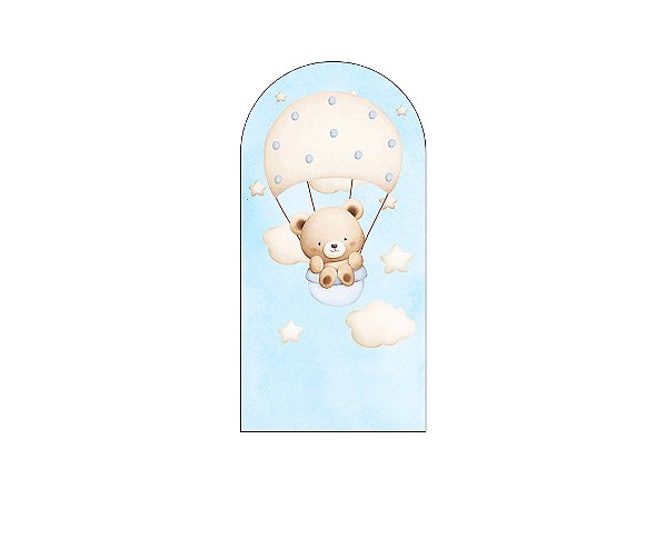 Painel Romano Veste Fácil 1,00x2,00 -  Ursinho Baloeiro Azul Paraquedas 093