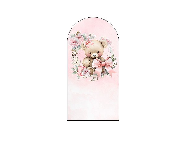 Painel Romano Veste Fácil 1,00x2,00 - Chá de Bebê Ursinha Floral 099