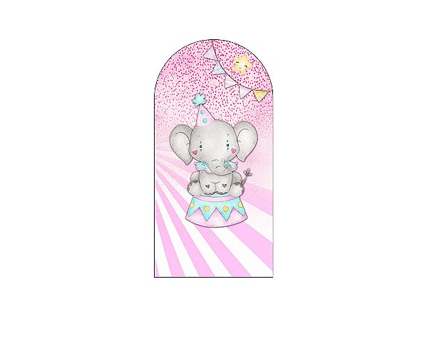 Painel Romano Veste Fácil 1,00x2,00 - Circo Elefantinho Rosa 002