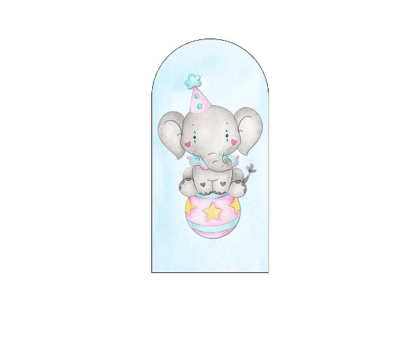 Painel Romano Veste Fácil 1,00x2,00 - Circo Azul Elefantinho Cute 044