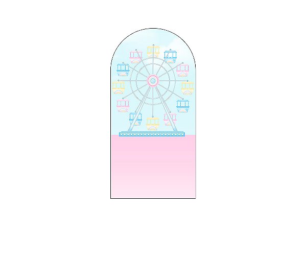 Painel Romano Veste Fácil 1,00x2,00 - Parque de Diversões Azul e Rosa 050
