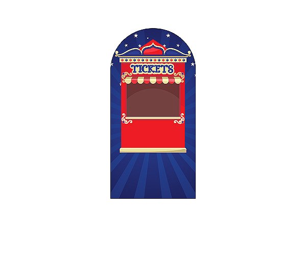 Painel De Festa Vertical Interativo 1,50x2,20 - Circo Clássico Azul e Vermelho 052