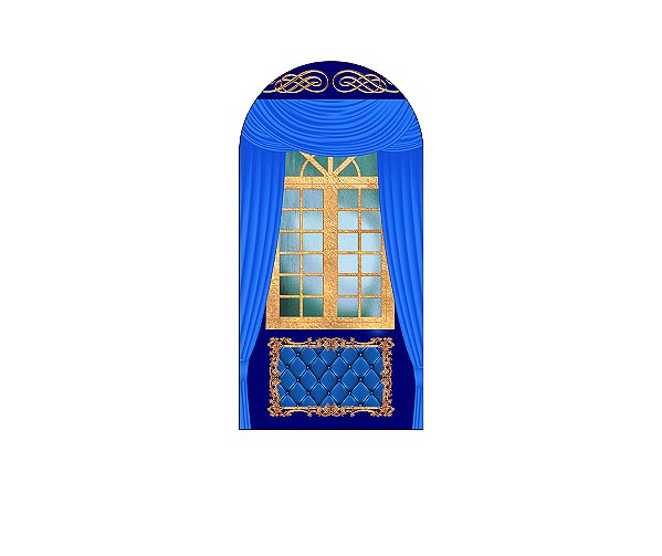 Painel De Festa Romano 1,00x2,00- Realeza Azul e Dourado 002
