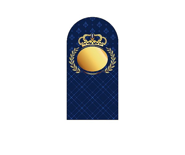 Painel De Festa Romano 1,00x2,00- Coroa Realeza Azul Escuro e Dourado 008