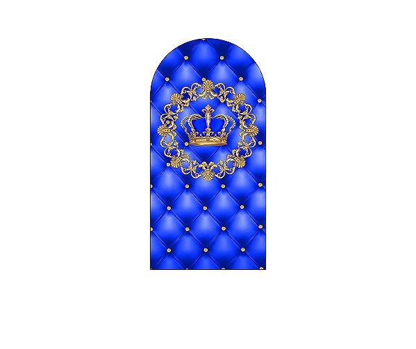 Painel De Festa Romano 1,00x2,00- Coroa Realeza Capitonê Azul Royal 014