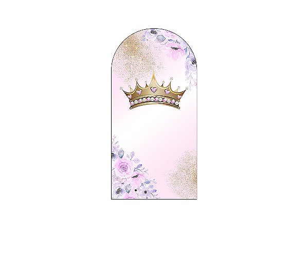 Painel De Festa Romano 1,00x2,00- Coroa Realeza Rosa e Lilás 023