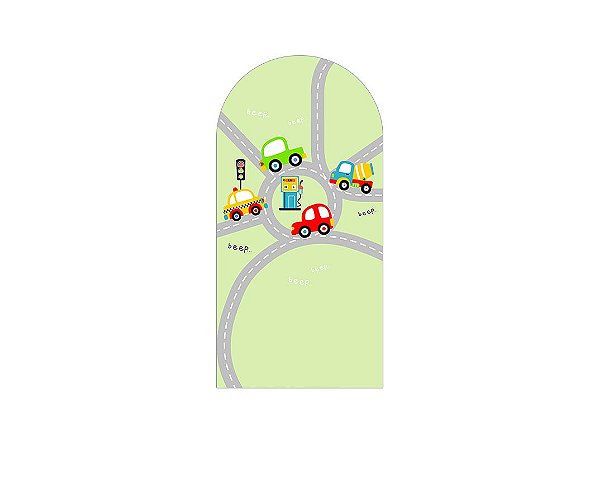 Painel De Festa Romano 1,00x2,00- Carrinhos Cute no Cruzamento 015