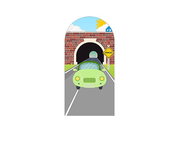 Painel De Festa Romano 1,00x2,00- Carrinho Cute Verde 017