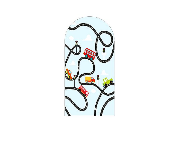 Painel De Festa Romano 1,00x2,00- Meios de Transporte Pista Divertida 021