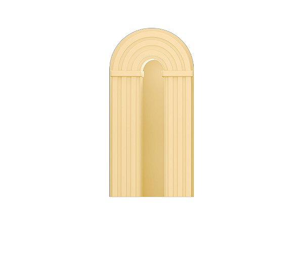Painel De Festa Romano 1,00x2,00- Parede Arco Portal Curvas Ripadas Amarelo Suave 016