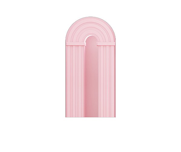 Painel De Festa Romano 1,00x2,00- Parede Arco Portal Curvas Ripadas Rosa Claro 021