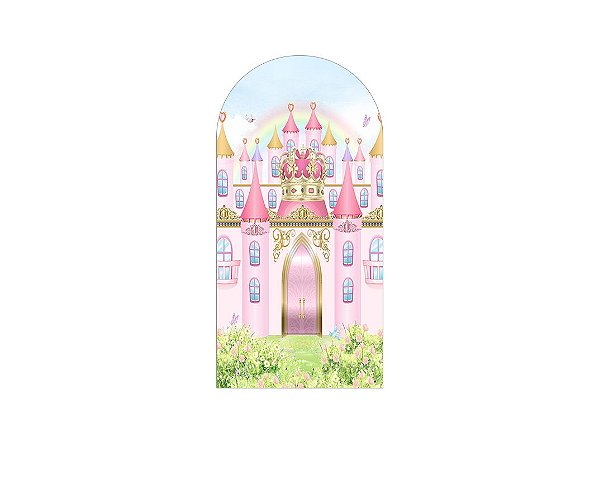 Painel De Festa Romano 1,00x2,00- Castelo Rosa Suave 012