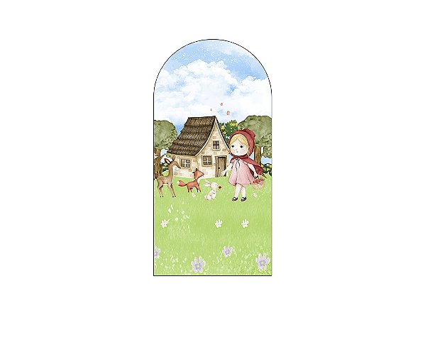 Painel De Festa Romano 1,00x2,00- Menina e Animais no Bosque 003