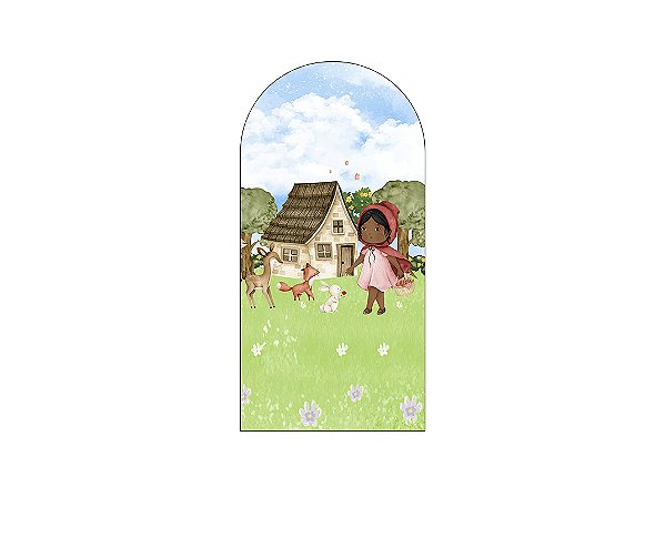 Painel De Festa Romano 1,00x2,00- Menina no Bosque Aquarela 004