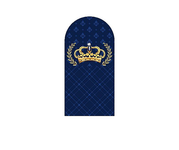 Painel Romano Veste Fácil 1,00x2,00 - Coroa Realeza Azul Escuro Folhagem Dourada 009