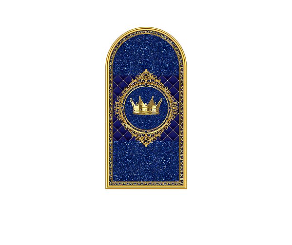 Painel Romano Veste Fácil 1,00x2,00 - Coroa Realeza Azul com Dourado 010