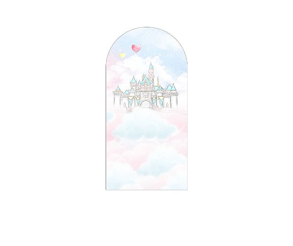 Painel Romano Veste Fácil 1,00x2,00 - Castelo Azul e Rosa Aquarela 009