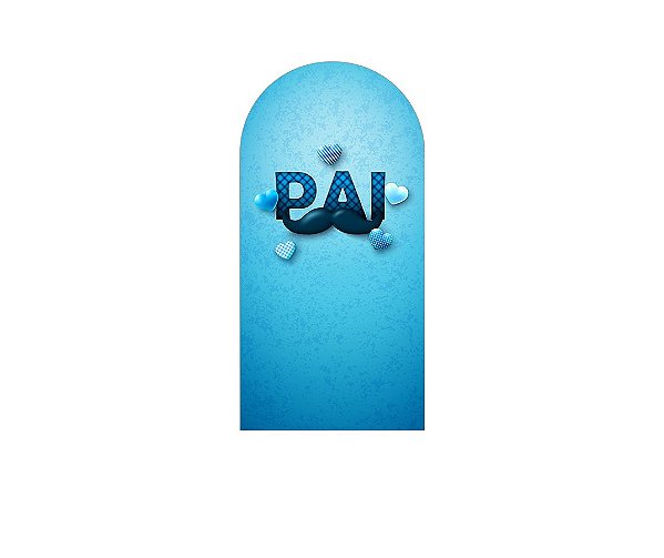 Painel De Festa Romano 1,00x2,00- Dia dos Pais Corações e Bigode Azul 053
