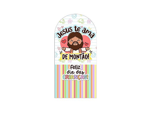Painel De Festa Romano 1,00x2,00- Dia das Crianças Cristão Jesus Te Ama de Montão 062