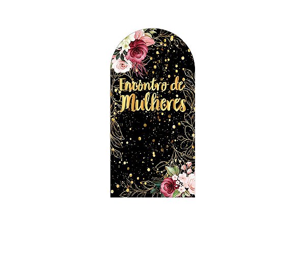 Painel De Festa Romano 1,00x2,00- Encontro de Mulheres Dourado Floral 096
