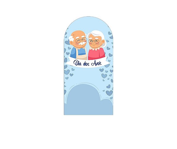Painel De Festa Romano 1,00x2,00- Dia dos Avós Cute Corações Azuis 118