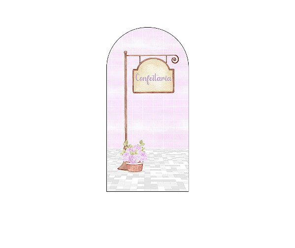 Painel De Festa Romano 1,00x2,00- Confeitaria Patisserie Lilás 002