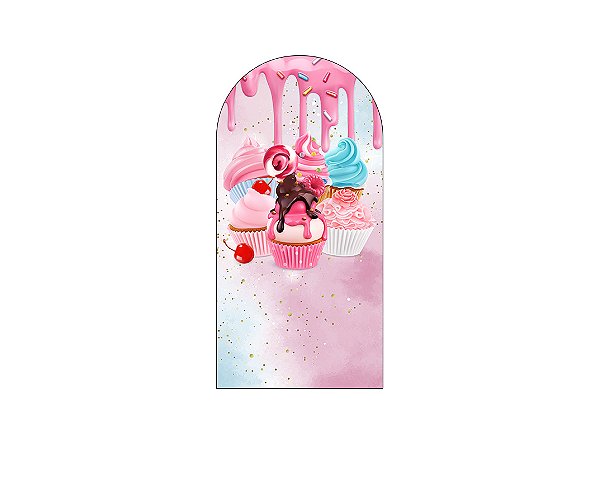 Painel De Festa Romano 1,00x2,00- Doces Cupcakes 013