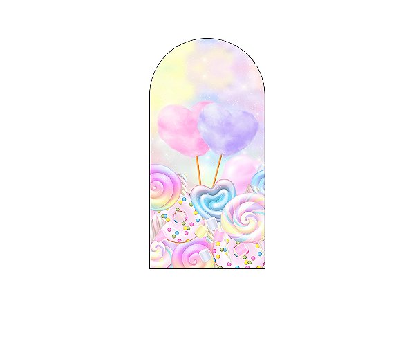 Painel De Festa Romano 1,00x2,00- Algodão Doce e Pirulitos Candy 021