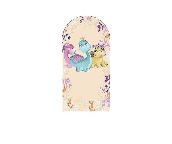 Painel De Festa Romano 1,00x2,00- Dinossauros Cute Floral 020