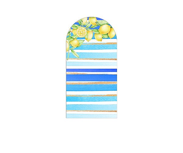 Painel De Festa Romano 1,00x2,00- Frutinha Limão Siciliano Listrado Azul 023