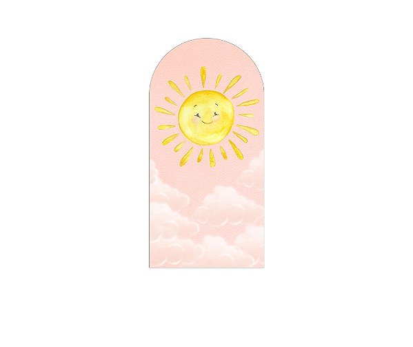Painel De Festa Romano 1,00x2,00- Primeira Volta ao Sol Céu Rosa Aquarela 051